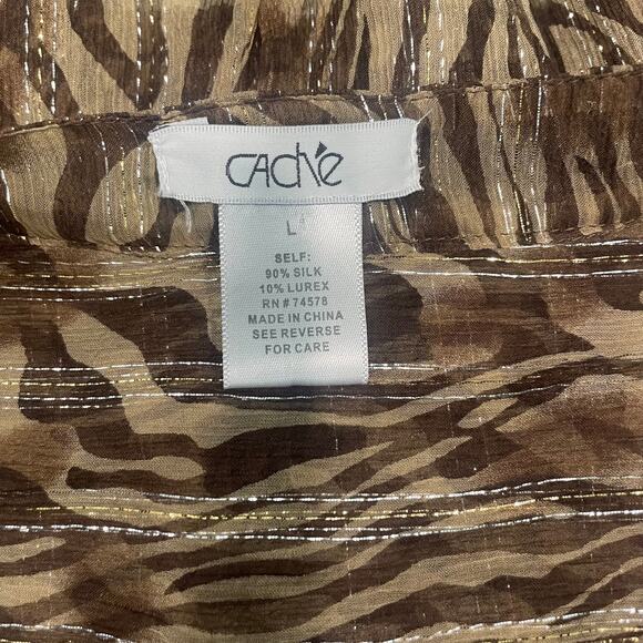 Cache Women Sheer Silk Blend Blouse Sz L - Picture 7 of 9